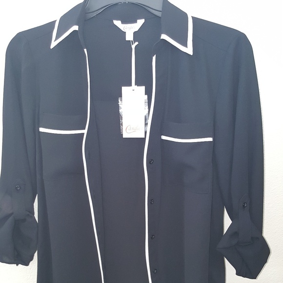 Candie's Button Down in Black - Picture 1 of 3